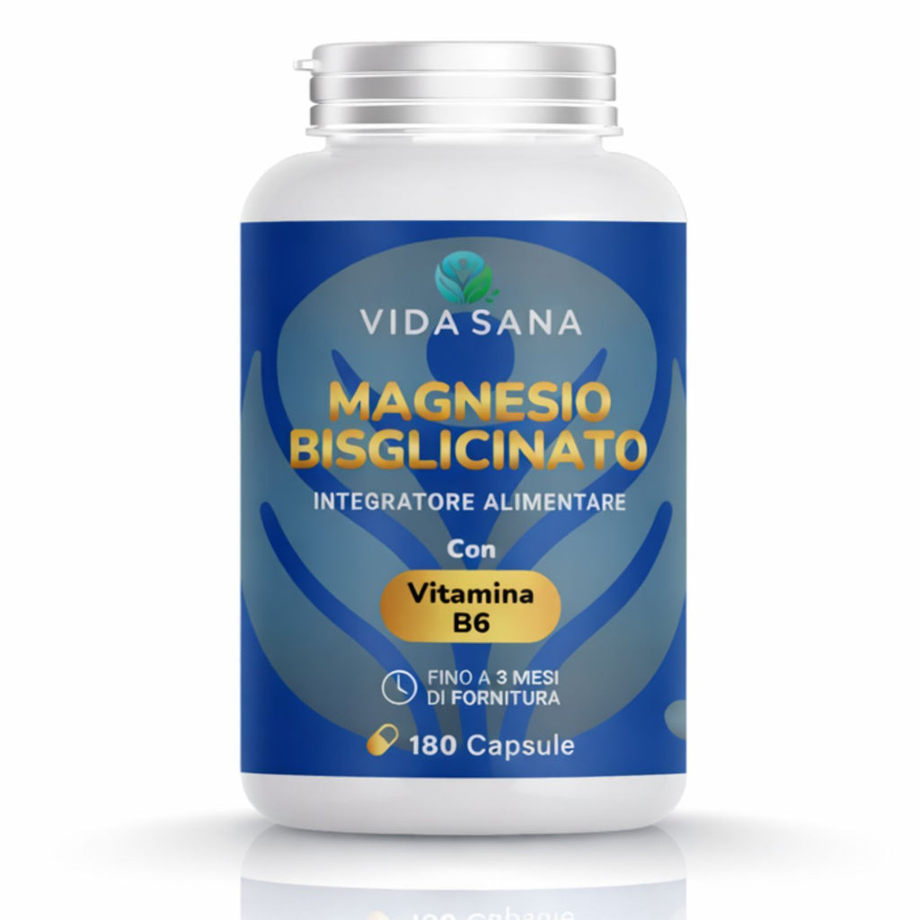 Bisglicinato de magnesio con vitamina B6 - Suplemento hecho en Italia - Complejo prémium