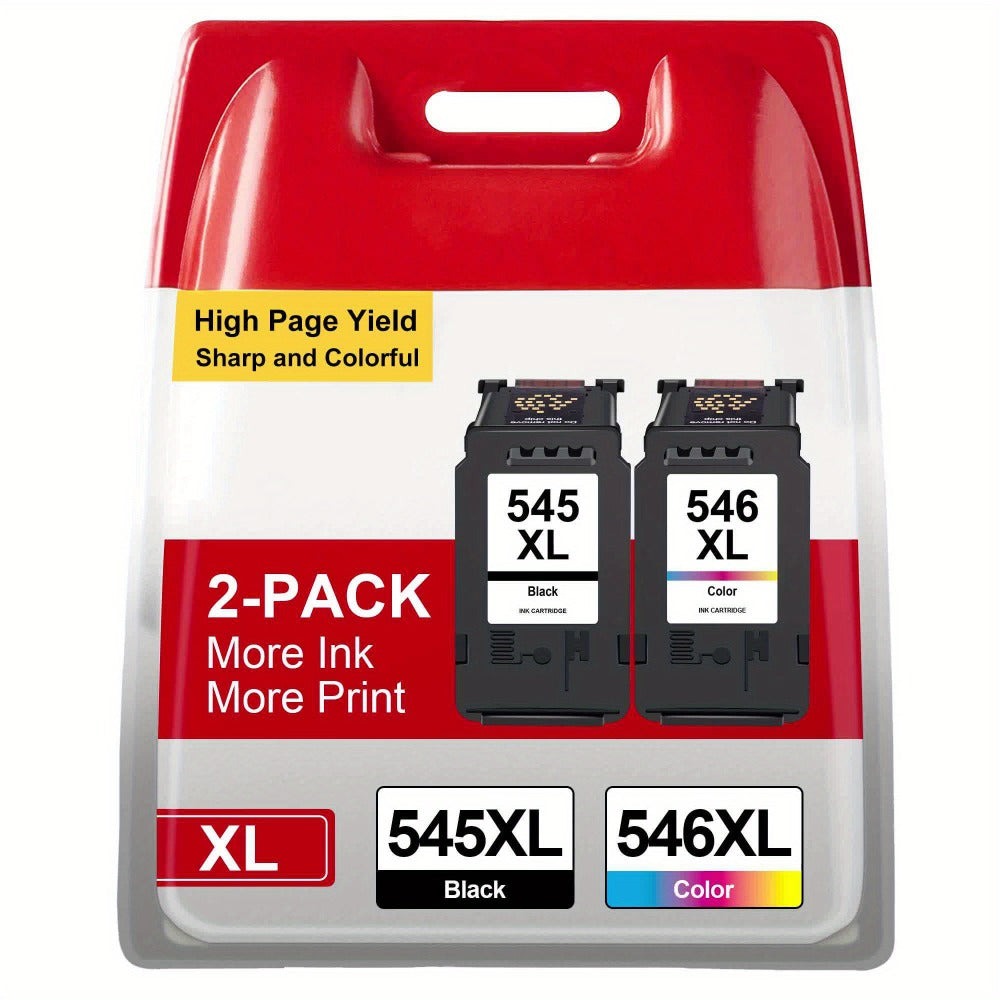 Paquete de tinta de alta rendimiento 545XL 546XL para impresoras Canon Pixma TR4551 TS3355 MG2550 TS3150 MG3050 TR4550 TS3350 MG2950 TS3100, 2 unidades