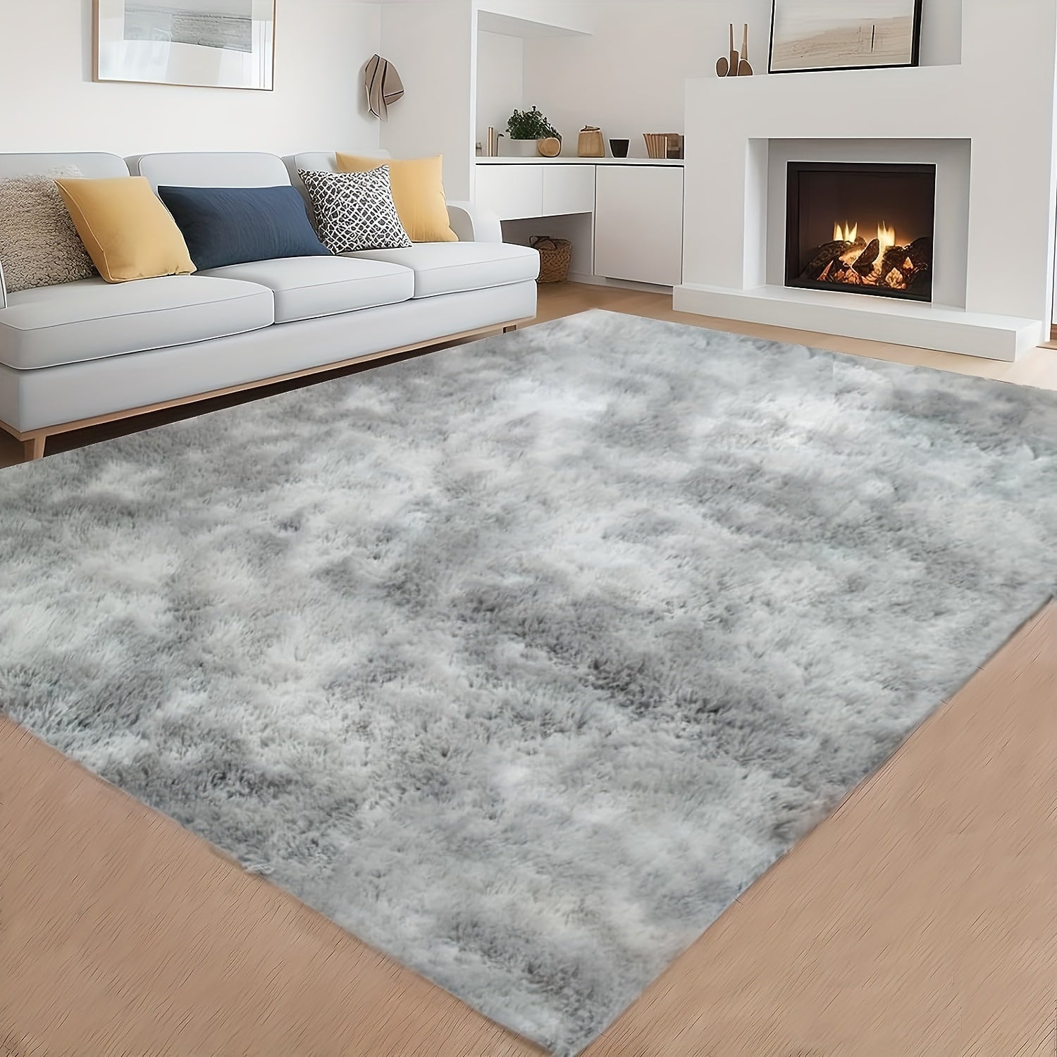 1 alfombra suave de felpa, alfombra de felpa antideslizante, alfombra suave de felpa para mesita de noche, alfombra tie-dye para sala de estar, decoración del hogar, alfombra para dormir mascotas, alfombra para dormitorio y sala de estar, decoración de la