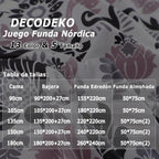 Juego de cama 4 piezas con funda elástica, (Funda de Edredón + Funda Protectora de Colchón + 1/2 Fundas de Almohada), Juego de Funda de Edredón 3-4 Piezas Estilo Nórdico de Color Sólido/Estampado, Ajustable para Camas de 90/105/135/150/180 cm, Regalo Navi