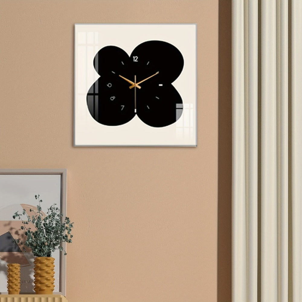 Reloj de pared floral - Pieza de arte única hecha a mano | Reloj de cristal cuadrado de 12 pulgadas | Movimiento silencioso sin tictac | Funciona con pilas | Decoración moderna para el hogar | Ideal para salas de estar, dormitorios y oficinas | Reloj anal