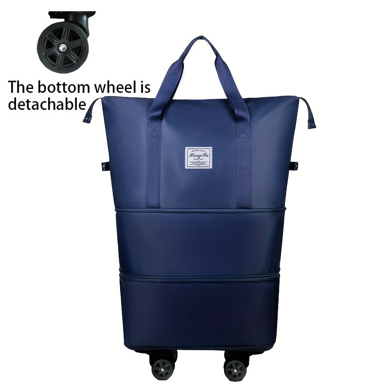 Bolsa de fitness portátil, bolso de mano de gran capacidad con ruedas universales desmontables, regalo perfecto de festividades para familiares y amigos, hecha de tela Oxford, adecuada para fitness, viajes y compras en supermercados y centros comerciales
