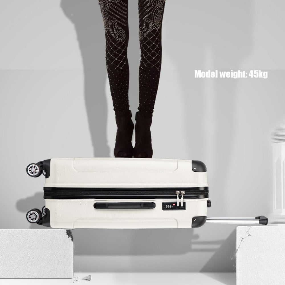 Juego de 3 maletas beige con diseño de panda, equipaje rígido de ABS para camping con ruedas giratorias y cerradura de combinación, regalo para la vuelta al cole, Black Friday, Día de Acción de Gracias y Navidad