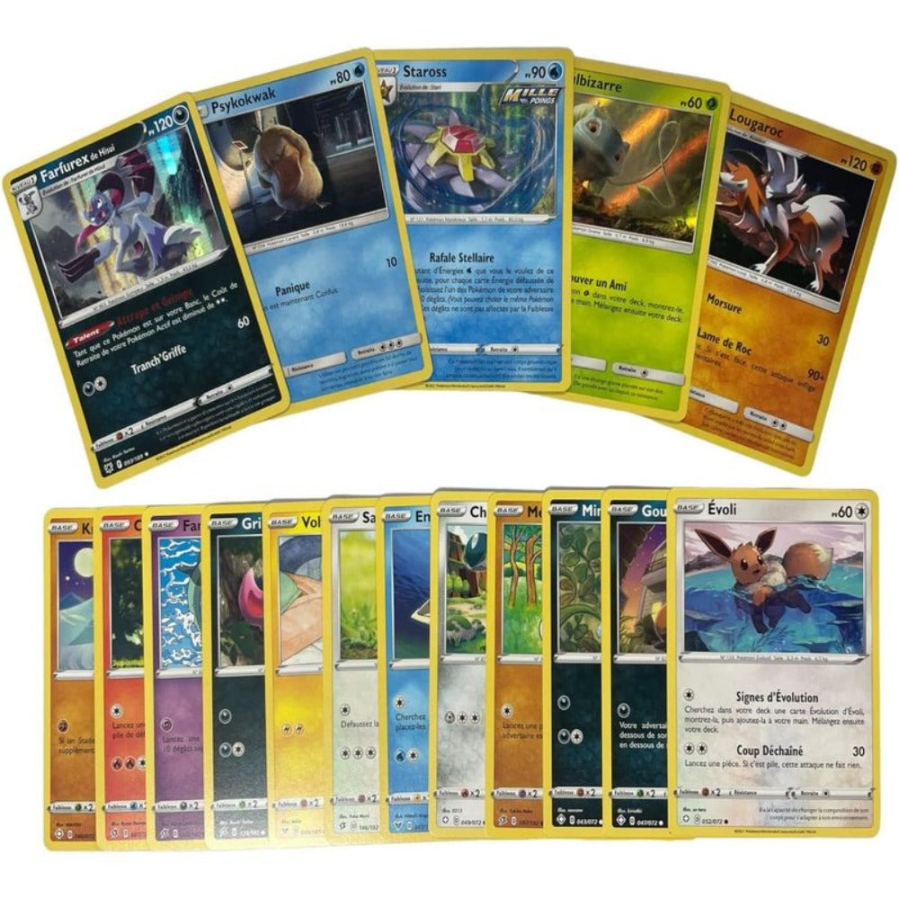 Pokémon 20 Cartas Oficiales en Francés Incluyendo - 2 Shiny - Sin Pokémon Duplicados, Cartas para Niños