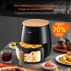 Freidora de aire multifunción 6 en 1 con pantalla táctil LED digital y ventana de visualización - 6 litros, cesta de acero inoxidable y bandeja crujiente, calentamiento/precocinado, fritura saludable sin aceite, cocción rápida de 1400 W (compatible con en