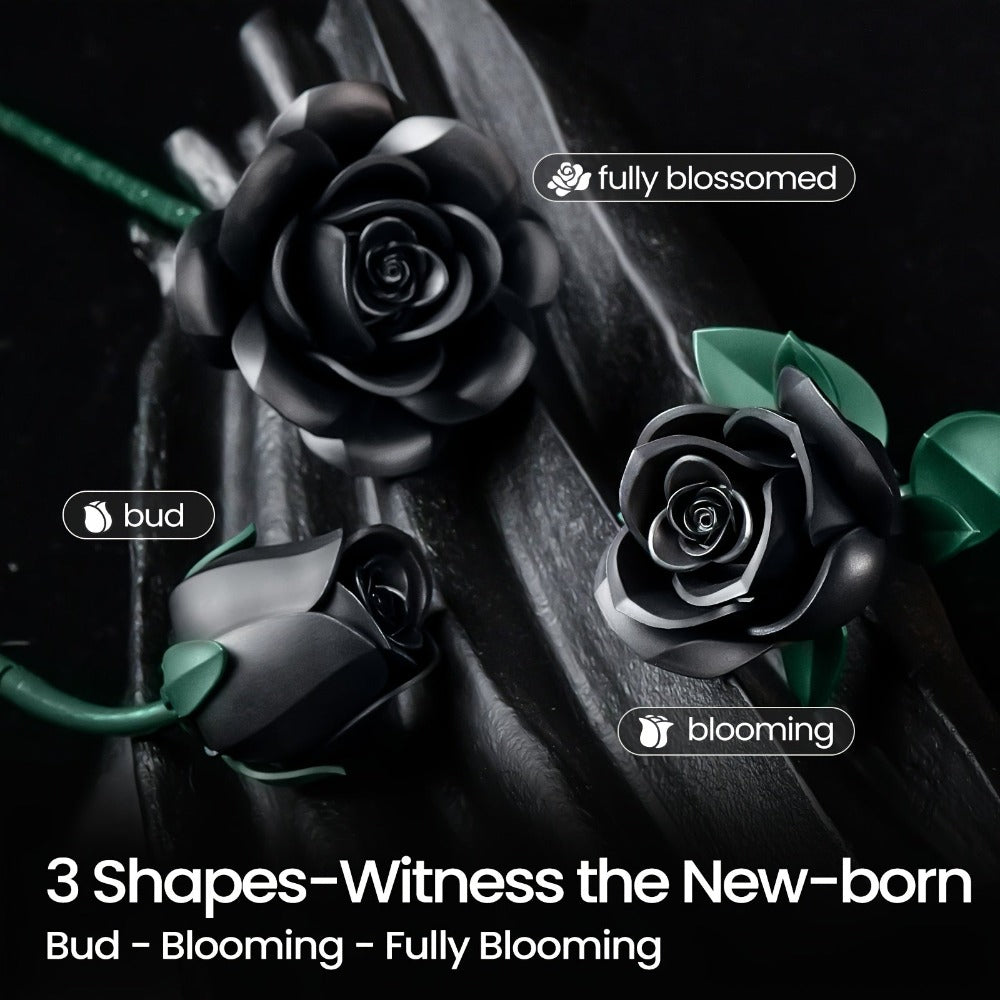 Adornos góticos de escritorio - Serie oscura ramo de rosas negras flores sintéticas rompecabezas DIY pieza decorativa - Rosa adecuada como regalo de cumpleaños figuras coleccionables