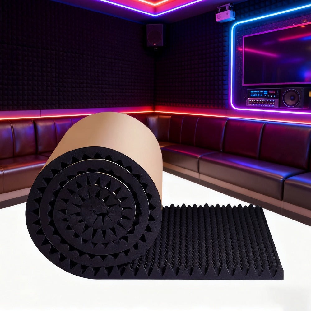 Espuma Acústica de 20 mm de Grosor, Panel de Pared Antiruido de Alta Densidad, Rollo Absorbente de Sonido, Tablero Antiruido, Material Especializado para Estudios de Grabación KTV, Aislante Acústico Autoadhesivo de Espuma Hueca