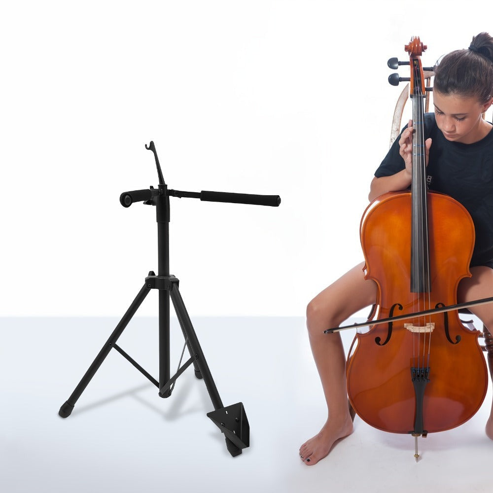 Soporte de Violonchelo Ajustable para Altura - Plegable, Construcción Robusta de Hierro, 74-120cm/29-47in, - Abrazadera Segura y Patas Antideslizantes para Uso en Casa, Estudio, Orquesta, Coro, Equipo de Orquesta, Diseño Moderno, Equipamiento Musical Dura