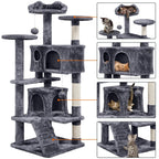 Costoffs Poste para Rascar de Gatos de 138 cm, Árbol Resistente con Pelota de Juego y Cueva para Gatos, Torre de Rascado y Escalada para Gatos, Casa para Gatos