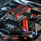 SWAREY 12000Mah Arrancador de Coche con Batería Externa y Compresor de Aire de 150PSI, 6000A Impulsores de Batería de Coche 12V con Inflador de Neumáticos, con Pantalla LCD, Batería Externa Arrancadora (7.5L Gas/6L Diésel), Luz LED