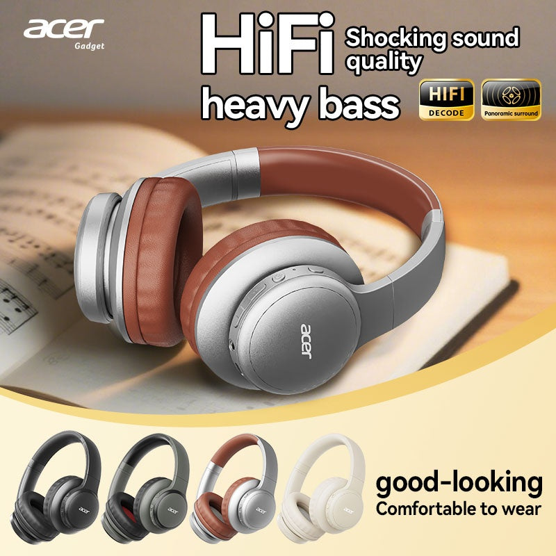 Auriculares Bluetooth | [Producto Oficial Acer] Auriculares Over-Ear Acer OHR559 OWS con Sonido Envolvente ACS, Bajos Potentes, Batería de Larga