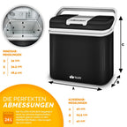 Tillvex® Caja Enfriadora Eléctrica 24L | Mini Nevera 230V & 12V para Coche, Auto, Camping | Caja Térmica Aislada para Enfriar y Calentar | Caja Calentadora con Asa de Transporte y Modo ECO TVKB24-01