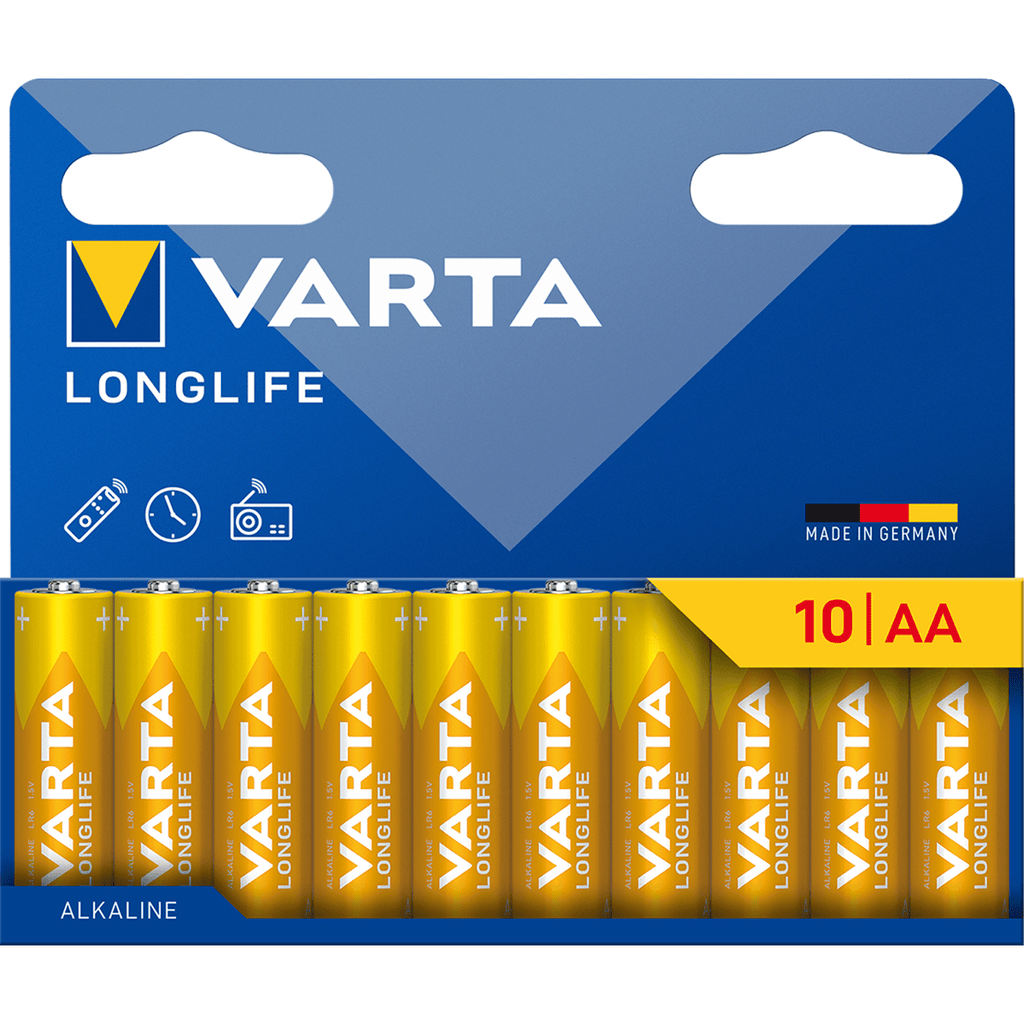 Pilas | Pilas AA Alcalinas de Alto Rendimiento, VARTA Longlife, Ultra Larga Duración, Energía Continua, Ideal para Controles Remotos, Juguetes
