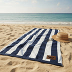 Toalla de playa grande de algodón 97% ALGODÓN 3% POLIÉSTER – XL 100x180cm Secado rápido, absorbente y ligera para piscina, playa y viajes. Diseños con estampado de rayas y tenis.