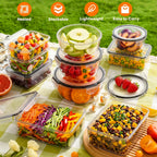 Juego de 68/60/56/44/24 piezas de recipientes herméticos para almacenar alimentos - Contenedores de plástico a prueba de aire y fugas con tapas, organizadores apilables para nevera, despensa y sobras, aptos para microondas/congelador/lavavajillas, incluye