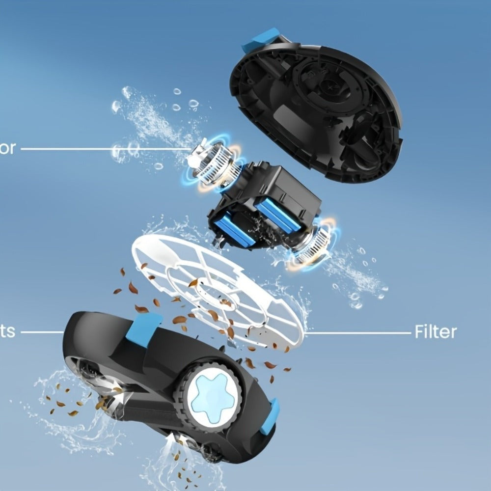 INSE Y10 Limpiador de Piscina Automático Inalámbrico - Seguro para Natación Familiar (Niños y Adultos), Cesta de Filtro de Gran Capacidad de 4.2L, IPX8, Succión de 21Kpa, Apto para Piscinas de 2.5M o Más Profundas, Autoparking, Imprescindible para la Limp