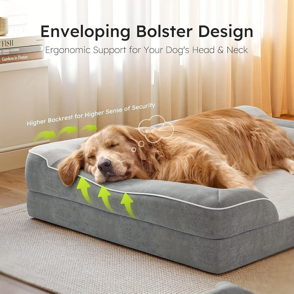 Cama Ortopédica para Perros con Espuma Viscoelástica | Soporte de Alta Densidad 65D | Acolchado de 10 cm de Grosor | Funda Removible Lavable a Máquina | Especial para Perros Medianos, Grandes y Senior
