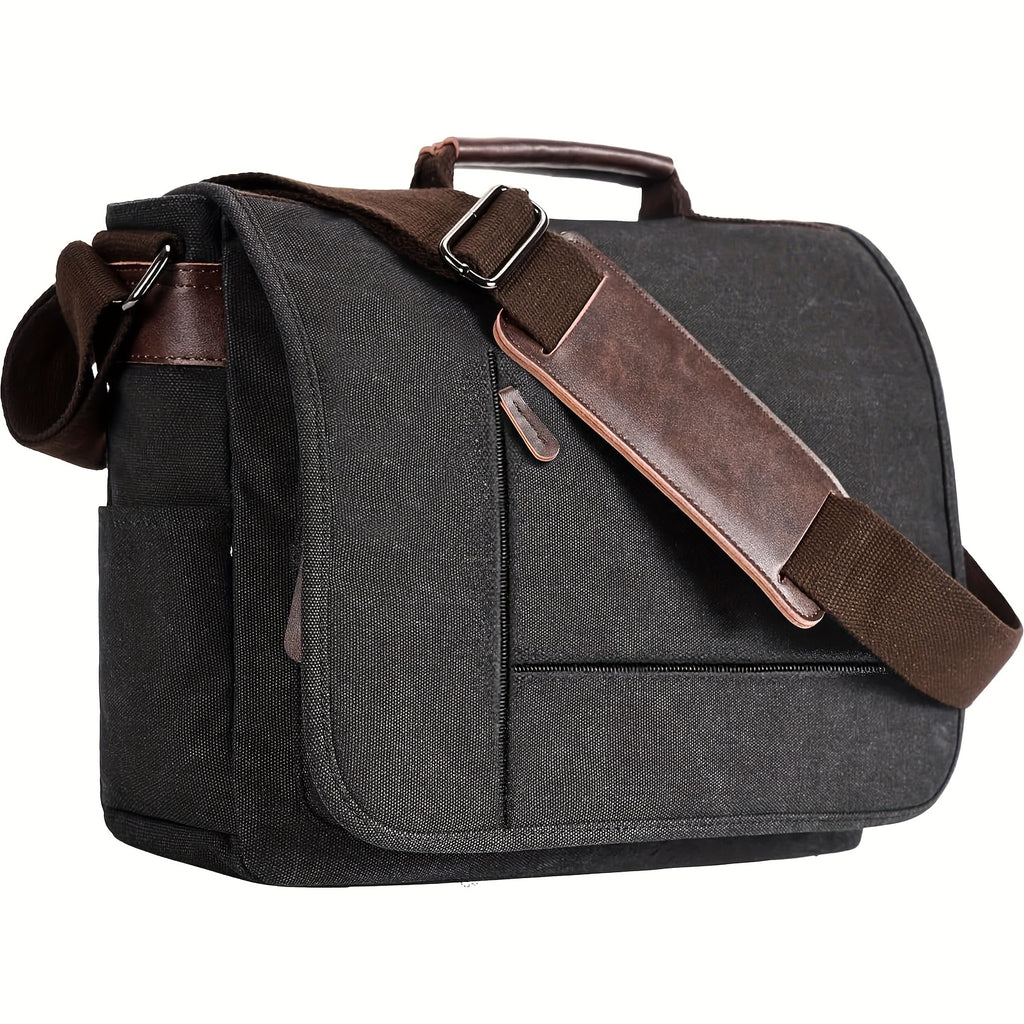Bolso cruzado Eshow para hombre, bolso de lona/hombro, bolso bandolera, bolso para portátil de 14 pulgadas, bolso vintage para trabajo y ocio/hombre, almacén local, Navidad, el mejor regalo para otros, bolso de uso diario