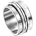 Anillo giratorio tipo fidget spinner retro JewelryWe para mujer con patrón de luna y estrellas, bandas de anillo giratorias de acero inoxidable