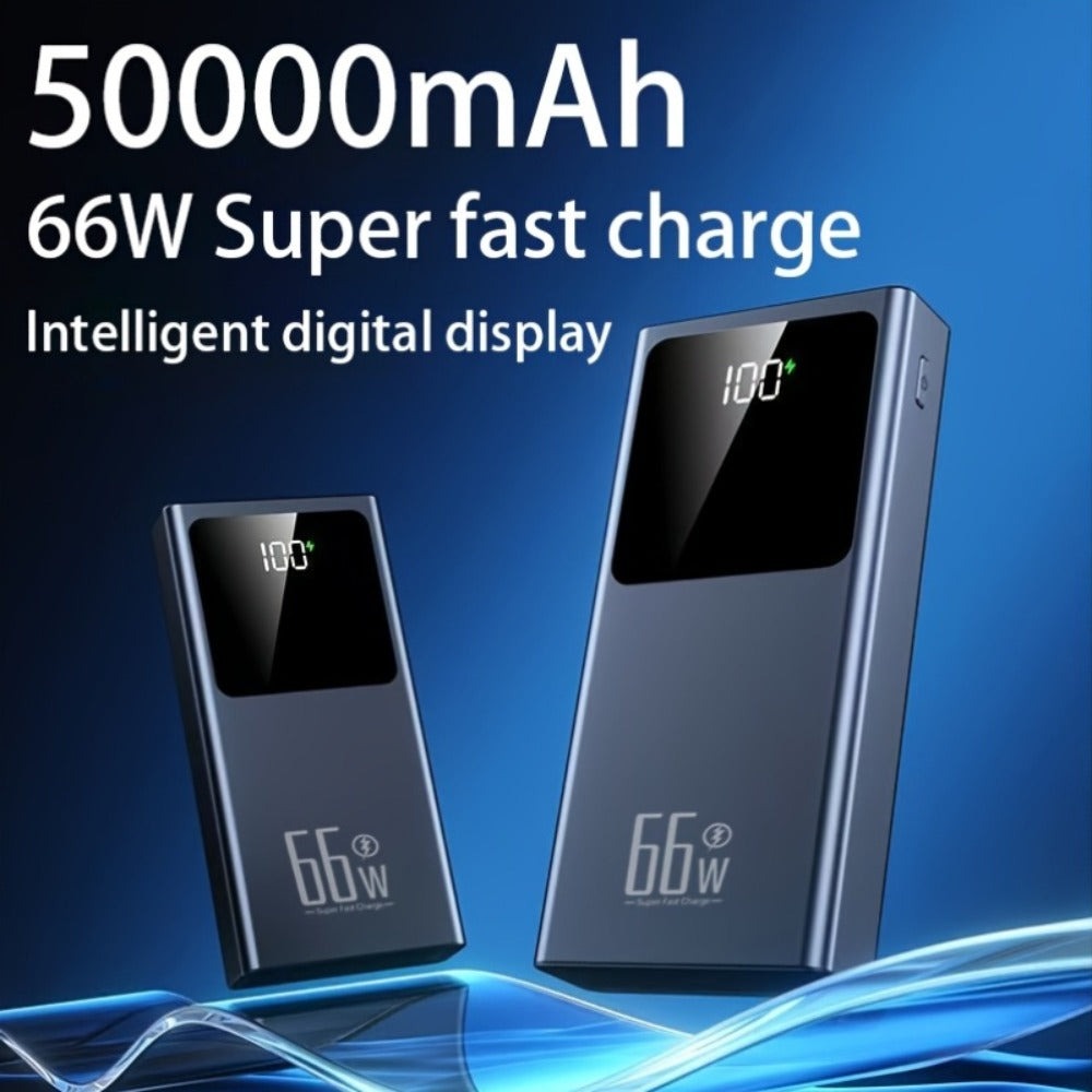 Batería Externa de 50000mAh, Carga Súper Rápida, Batería de Respaldo de Energía de Emergencia para Exteriores, Luz para Camping al Aire Libre, Batería Externa de Gran Capacidad, Soporta la Carga de Múltiples Dispositivos Simultáneamente, Adecuada para Tel
