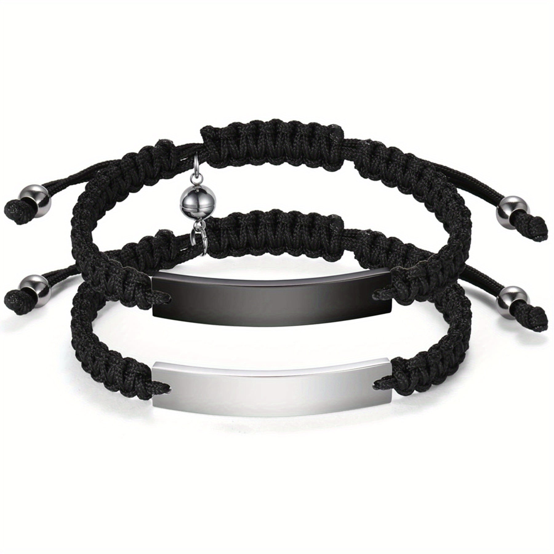 Pulsera Magnética de Acero Inoxidable para Parejas JewelryWe - Pulso Atractivo y Duradera con Cuerda Trenzada Adjustalbe, Regalo Ideál Para San Valentín o Aniversario. Diseño Elegante Vintage Unisex en Metal De Alta Calidad