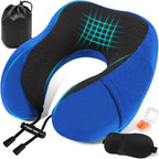 Una Almohada Cervical Ergonómica en Forma de U con Bolsa de Almacenamiento, Espuma de Memoria con Tecnología de Rebote Lento, Funda Lavable a Máquina, Ligera y Portátil para Avión, Oficina y Hogar, Apoya Cuello y Cabeza, Ideal para Siestas, Lectura y Ver