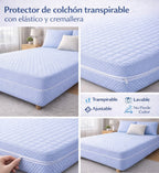Funda de colchón con cremallera L180° y elástico – Funda completa para colchones de largo200×alto30 cm, tejido suave, no pierde color, disponible en varios tamaños (90/105/135/150 cm)