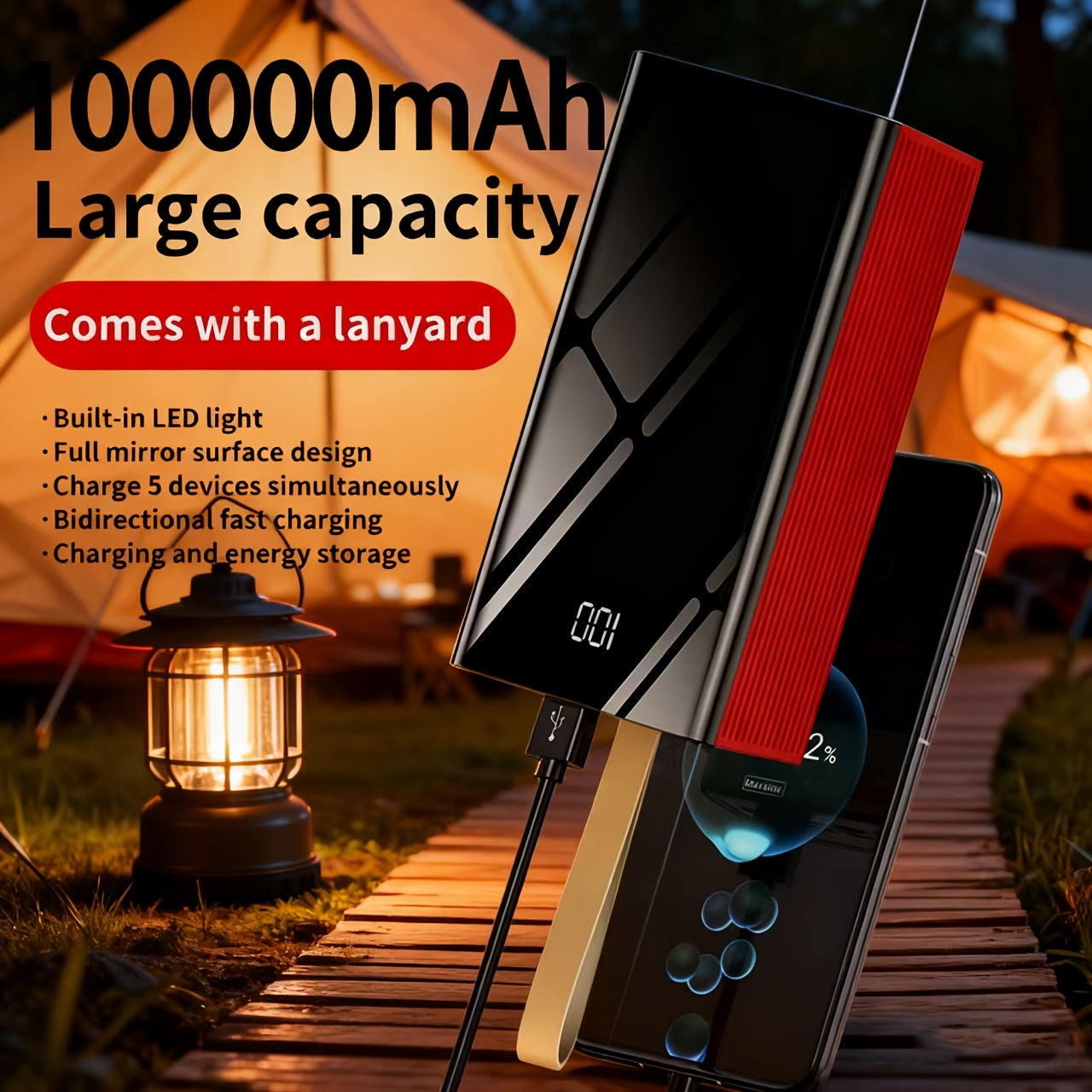 Power bank para carga durante viajes y uso diario | 100000Mah
