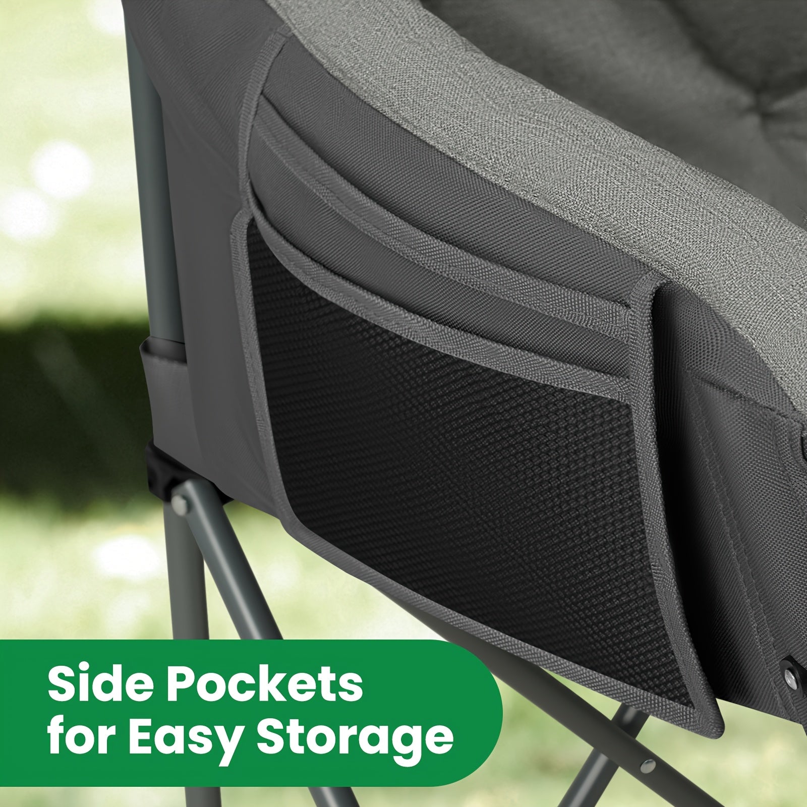 Silla de camping plegable doble con almohadilla suave y espesa, silla de descanso de alta carga para patio y balcón, silla de ocio de gran carga de 220 kg, portátil, adecuada para camping en patio, camping, piscina al aire libre.