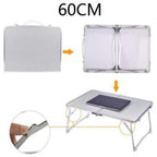 Mesa Plegable de Camping, Mesa de Picnic Ligera de Aluminio, Mesa Portátil para Laptop, Escritorio de Regazo, Ideal para Picnic/Camping o Desayunar, Leer, Ver Películas en la Cama/Sofá