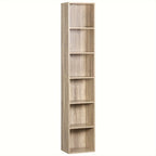 1pc Estantería con 6 Compartimentos, Estantería Cúbica Independiente, Estantería Vertical, Estante de Oficina, Estante de Almacenamiento, Estante para Archivos, Hecho de Material de Madera, 30x158,5x24 cm (Ancho x Alto x Grosor)