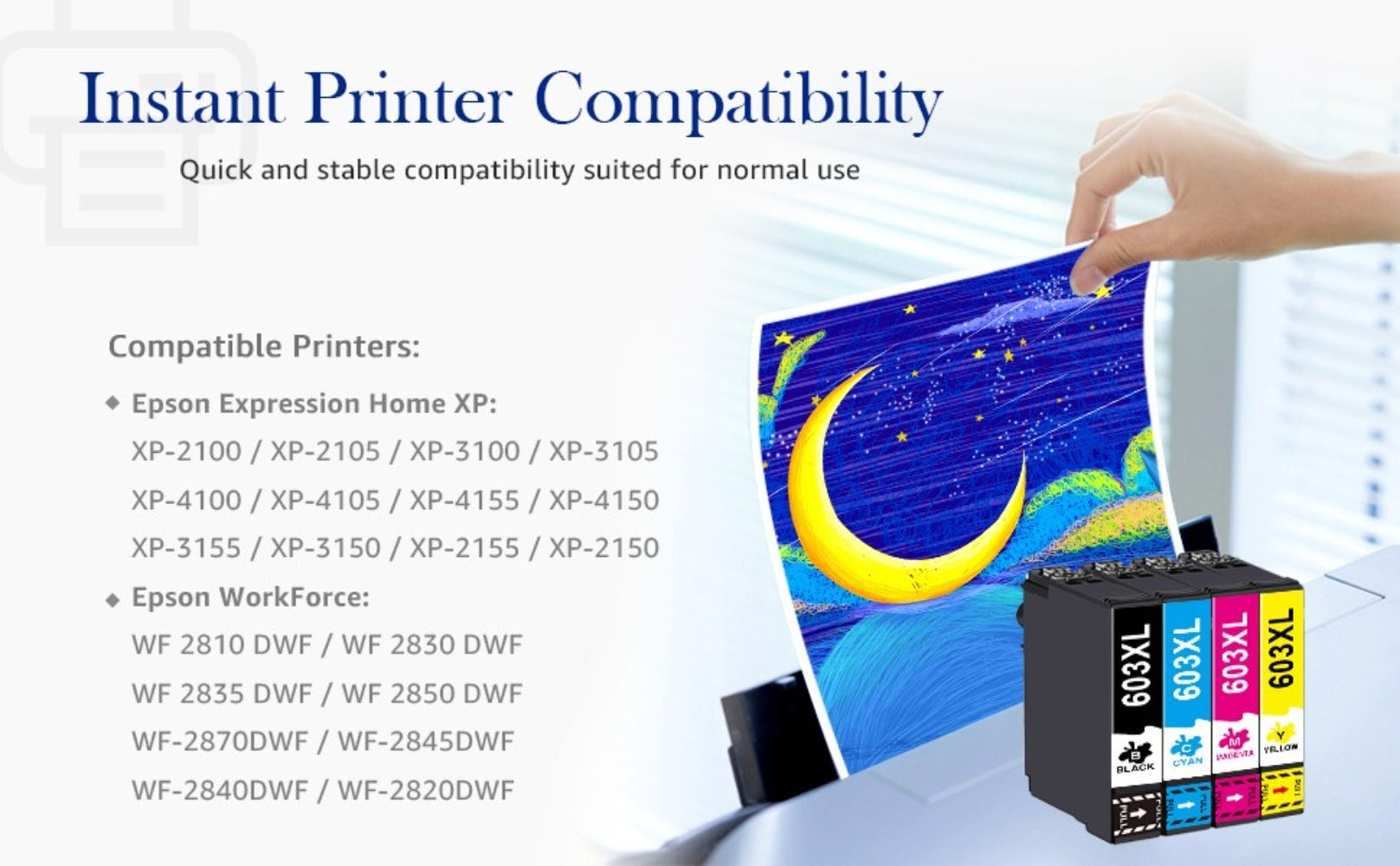 Cartuchos de Tinta Compatibles para Epson 603XL - Tanques de Tinta de Alto Rendimiento XL de Repuesto, Adecuados para Impresoras Epson Expression Home XP-2100/XP-2105/XP-3100/XP-3105/XP-4100/XP-4155 y Workforce WF-2810/WF-2830/WF-2835/WF-2850 (Marca Compa