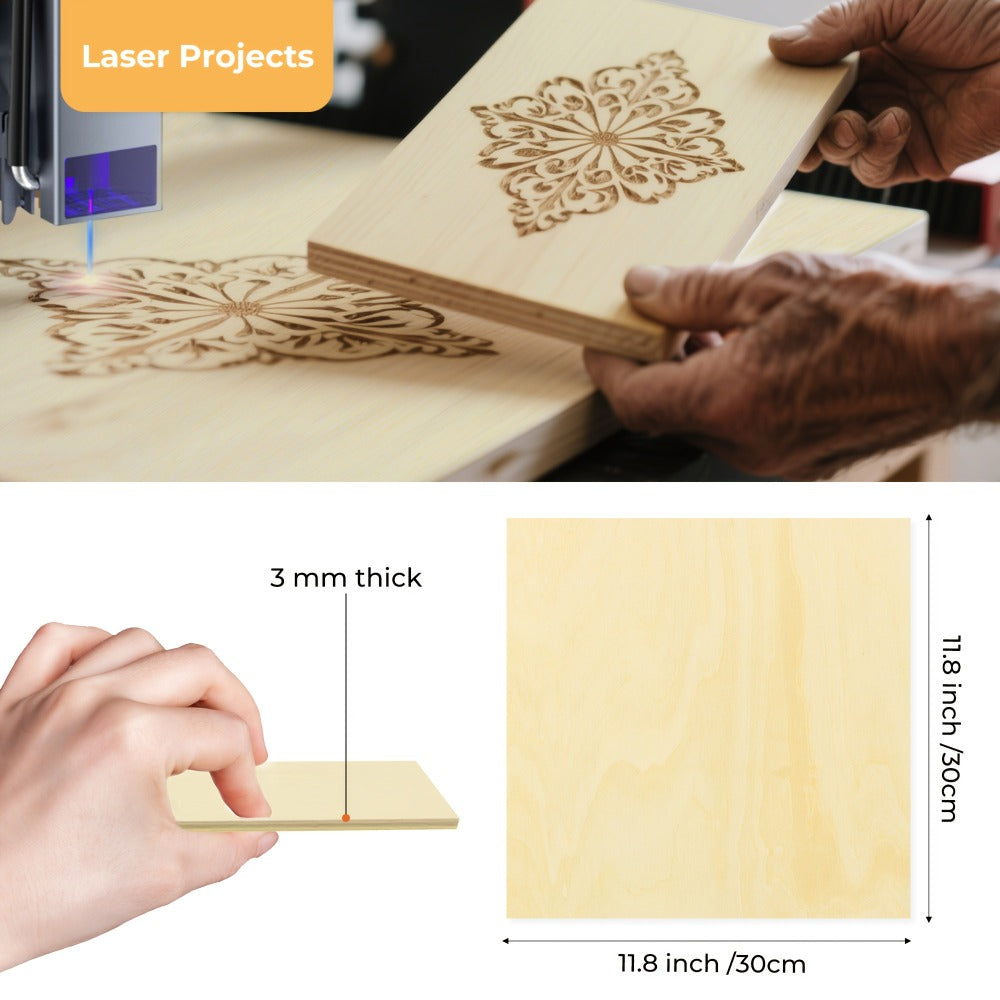 10pcs/300*300*6mm Tablas de Tilo de Alta Calidad para Artesanías, Aficiones, Modelismo, Tallado en Madera y Proyectos con Láser, Proyectos Escolares, Proyectos de Manualidades