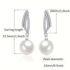 Pendientes de perlas elegantes y lujosos hechos de plata de ley 925, vienen con una caja de regalo de alta calidad.