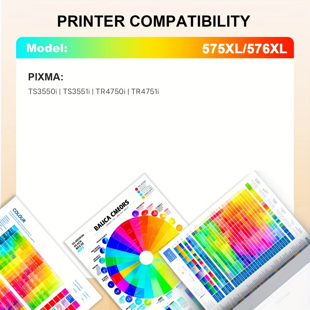 Cartuchos de tinta negra y de color PG575XL y CL576XL compatibles con las impresoras Canon PIXMA Ts3550I, Ts3551I, Tr4750I y Tr4751I