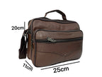 MEJORADA DL-71 Bolso de hombro de cuero genuino para hombre, bandolera horizontal de piel auténtica multibolsillo para hombre