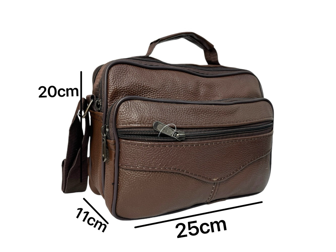 MEJORADA DL-71 Bolso de hombro de cuero genuino para hombre, bandolera horizontal de piel auténtica multibolsillo para hombre