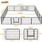 Costoffs Jaula para Perros de 80 x 60 cm con Puerta y Anillos para Piso, Ideal para Uso Interior y Exterior