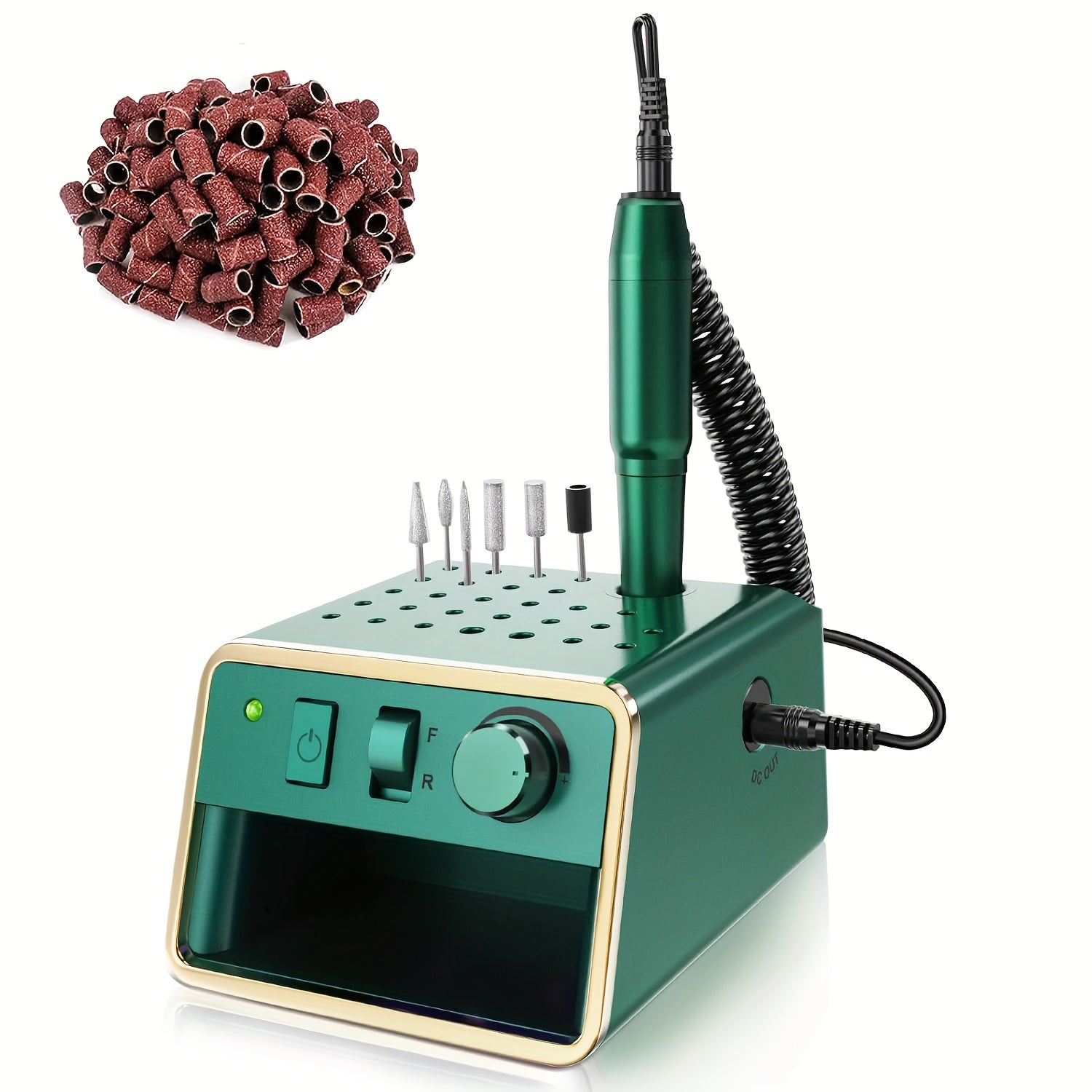 Limpiador de Uñas 2 en 1, Lima Eléctrica de 20.000 RPM con Soporte y Bandas Reemplazables - Alimentación USB para Cuidado de Manos y Pies, Ideal para Hogar y Salón