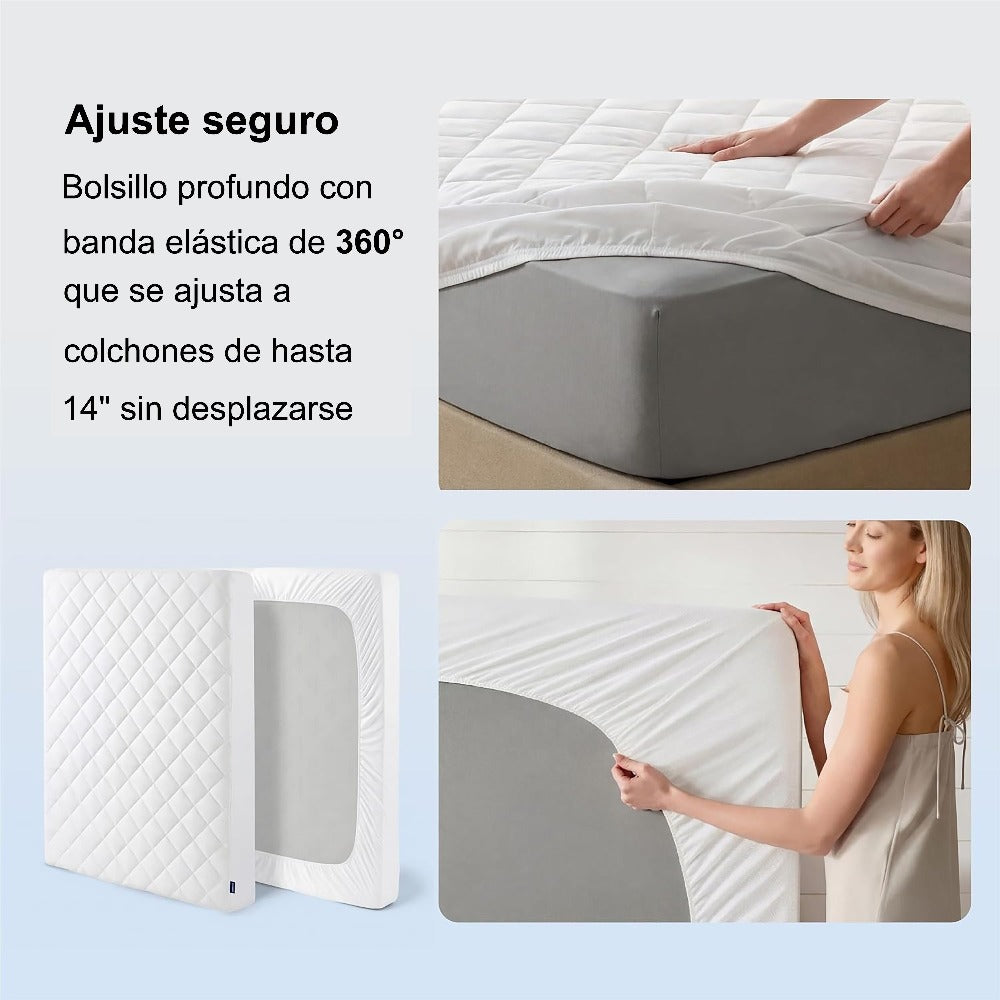 Protector de Colchón Impermeable Acolchado Transpirable – Funda Ajustable con Bolsillo Profundo 30cm, Silenciosa, Lavable a Máquina, Protección Total