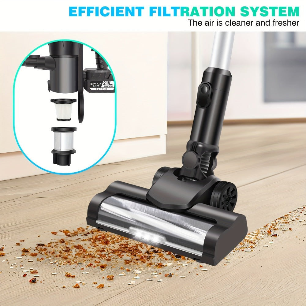 Aspiradora de Mano Inalámbrica 45KPa con Base Autónoma, Limpieza Multisuperficie 6 en 1, Autonomía de 20/60 Min, Ligera 2.72KG,  180° y LED//Aspirador de Pelo, Batería Extraíble - Para Hogar, Pelo de Mascotas, Suelos Duros