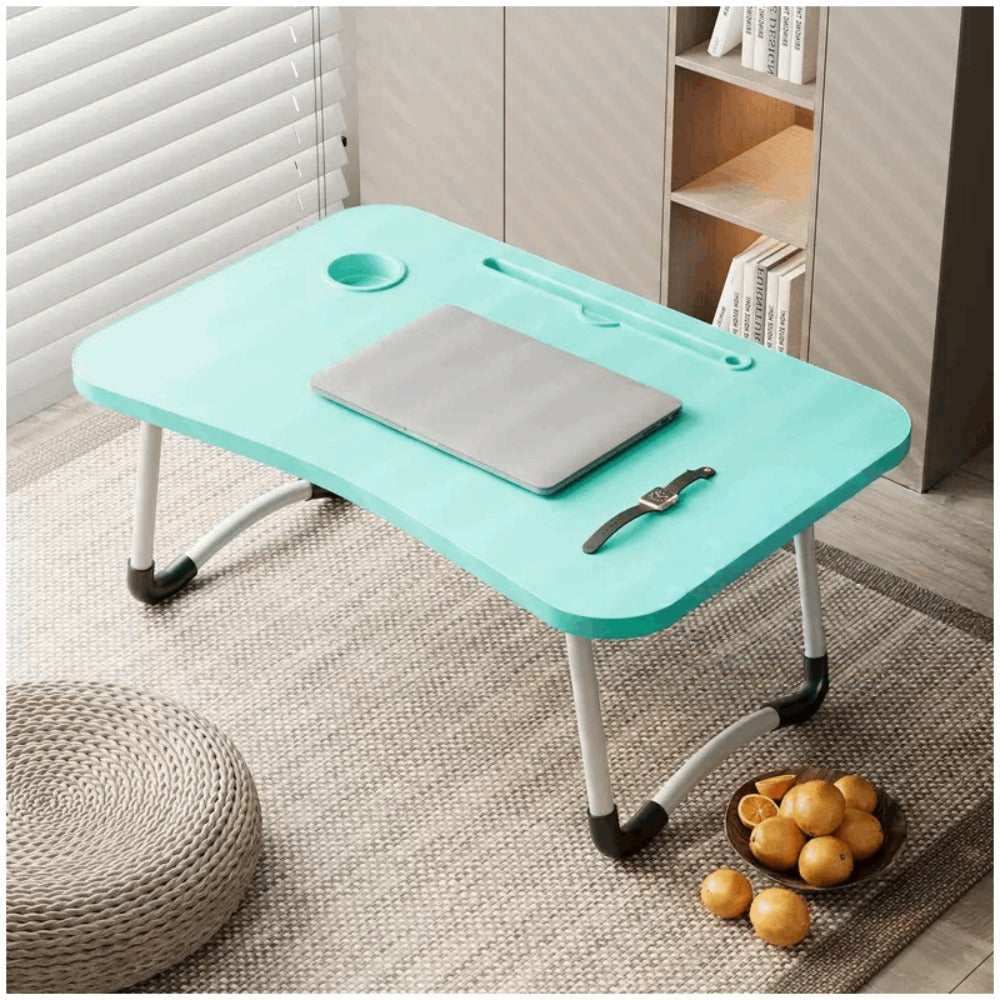 Mesa plegable multifunción para cama y sofá con portavasos, 60×40×28 cm, mesa auxiliar con atril para leer en la cama, bandeja multifunción para ordenador, libros, trabajo y estudio en casa (con cajón / sin cajón)
