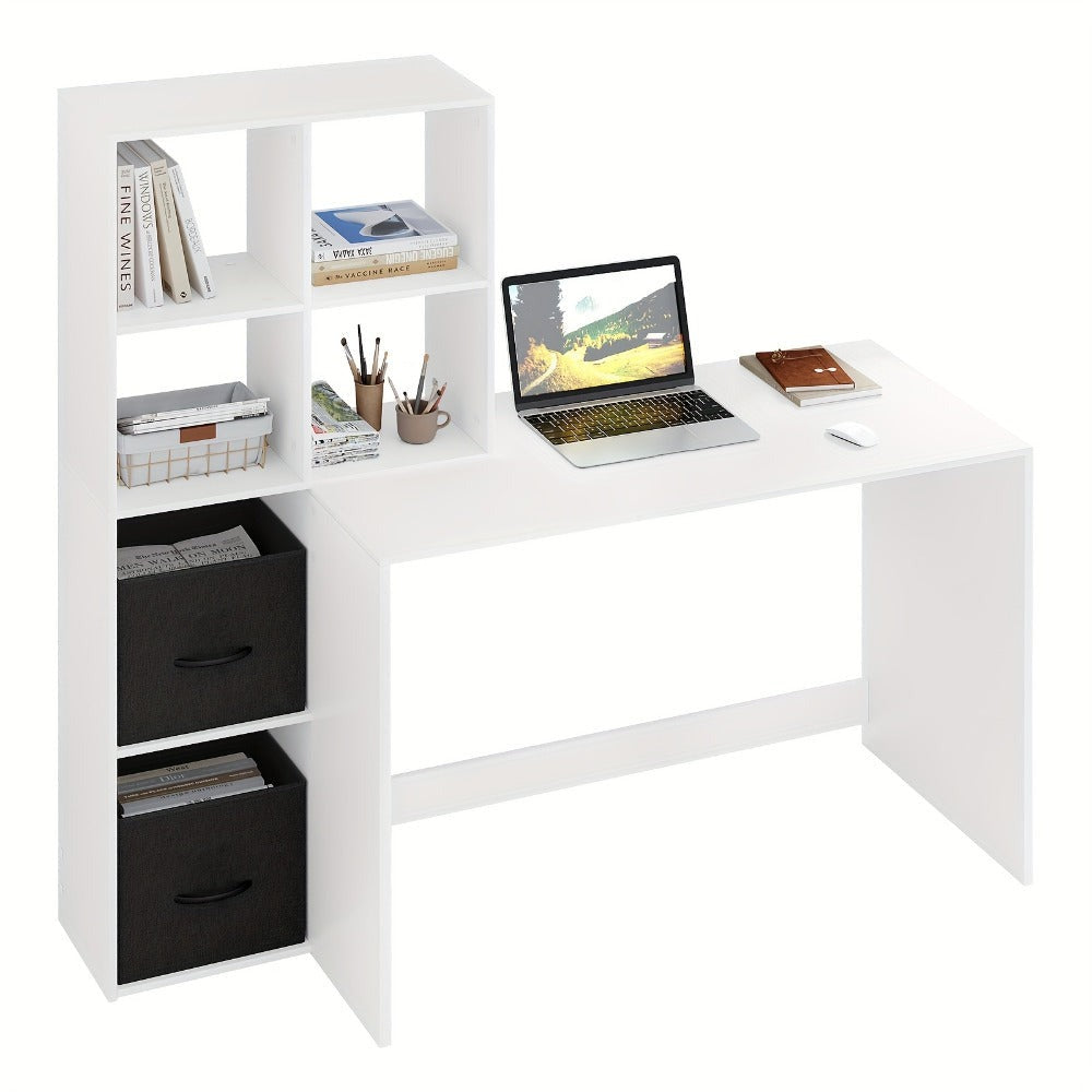 Escritorio de Oficina Moderno y Minimalista WOLTU con Marco Metálico y Tapa de Madera - Escritorio Blanco para Estudio, Dormitorio o Espacio de Trabajo - Estación de Trabajo Robusta y Duradera