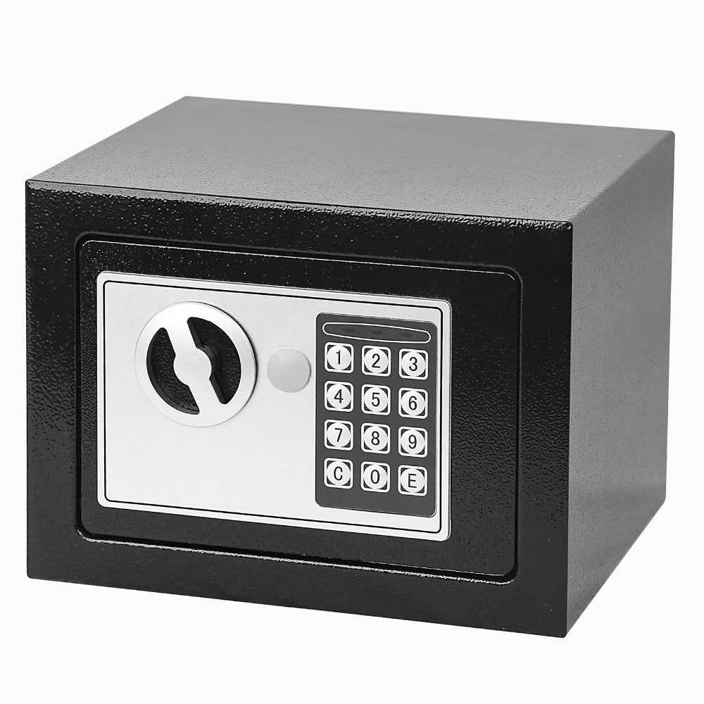 Caja Fuerte Seguridad Digital 4L Nyana Home | Cerradura Electrónica con Código + 2 Llaves de Emergencia | Acero Reforzado Negro Antirrobo | Ideal Hogar, Oficina y Hotel | Montaje en Pared o Suelo con Pernos Incluidos | Panel LED Indicador de Estado | Prot