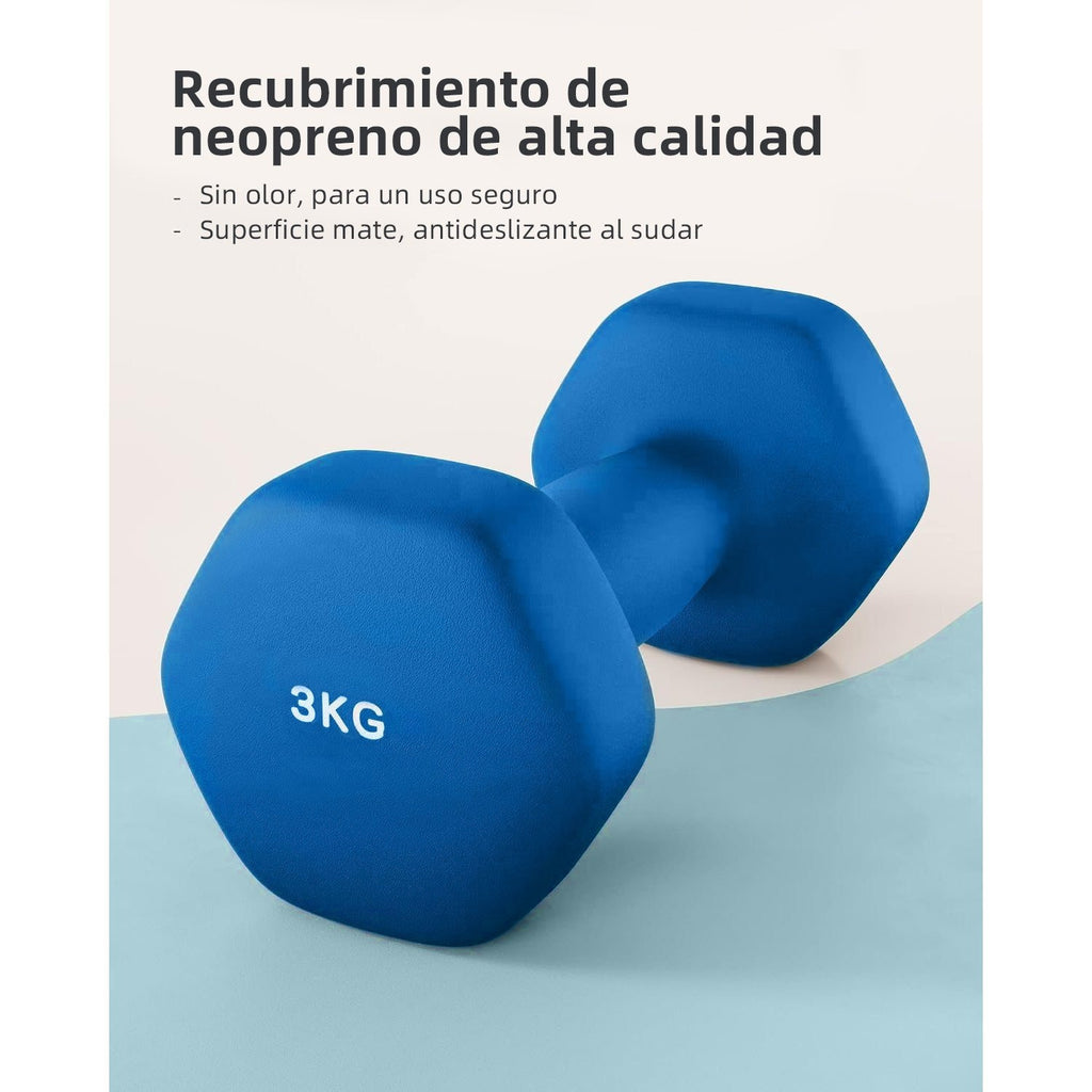 Mancuernas Fijas de Neopreno para Ejercicios en Gimnasio | Material: Hierro con Revestimiento de Vinilo | Pesas para Mujeres y Hombres