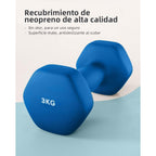 Mancuernas Fijas de Neopreno para Ejercicios en Gimnasio | Material: Hierro con Revestimiento de Vinilo | Pesas para Mujeres y Hombres