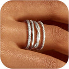 4 anillos dorados apilables para mujer, sin manchas, delicados, chapados en oro de 14 quilates, anillos finos apilables, juego de anillos para pulgar de circonita cúbica, anillos de compromiso de boda de declaración de moda, anillos de compromiso para muj