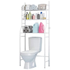 Estantería de Baño sobre Inodoro Blanco | Ahorra Espacio con 3 Baldas | Estante Almacenamiento Impermeable | Patas Ajustables en Altura (LAVA-002)