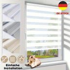 Persiana de doble rodillo sin taladro con abrazadera, longitud de 220 cm - Persianas duet modernas translúcidas y oscuras con soportes, persianas de poliéster con cordón 100% para ventanas y puertas de dormitorios, fácil instalación y control de la luz, o