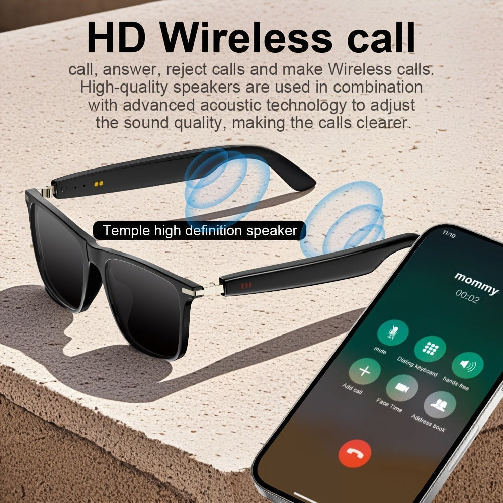 Gafas de audio inteligentes multifuncionales con tecnología de onda sonora incorporada, altavoz lineal, compatibles con llamadas inalámbricas, contestar llamadas, rechazar llamadas, escuchar música con gafas, control de fotos, batería grande de 85mAh*2, b